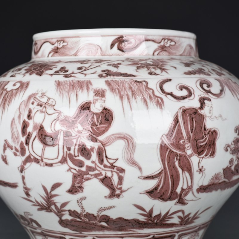 Yuan Dynasty glaze red character story jar
