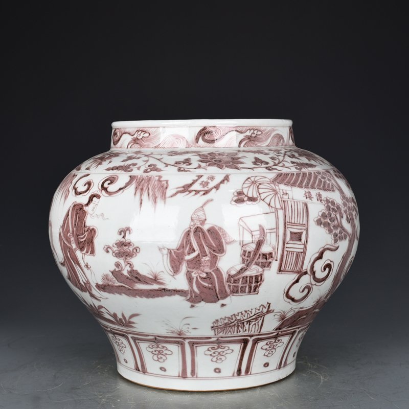 Yuan Dynasty glaze red character story jar