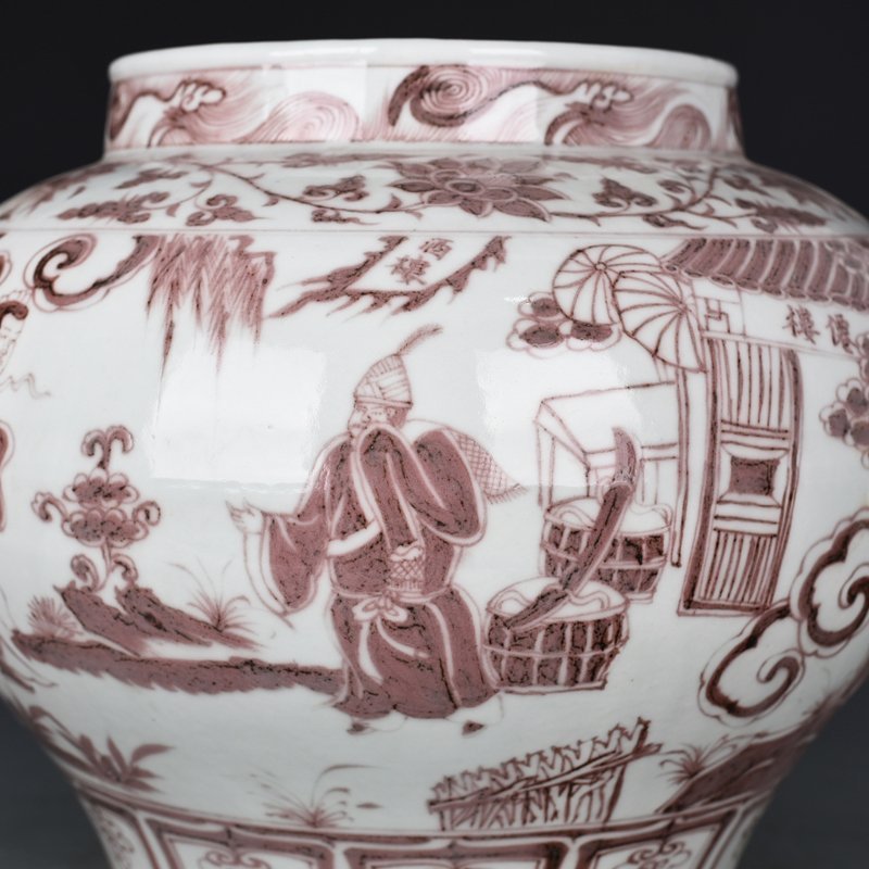 Yuan Dynasty glaze red character story jar