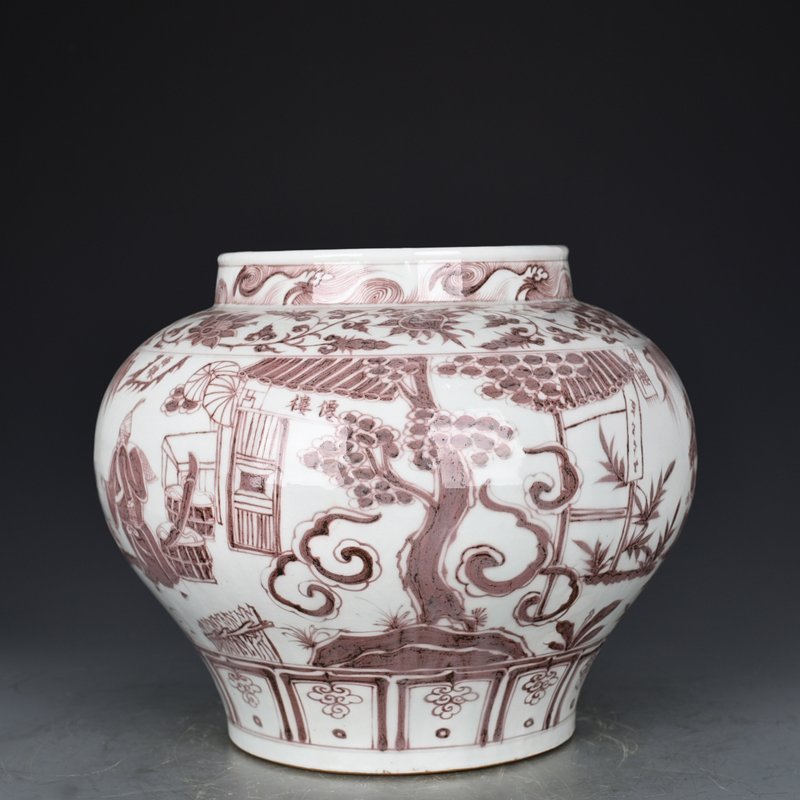 Yuan Dynasty glaze red character story jar