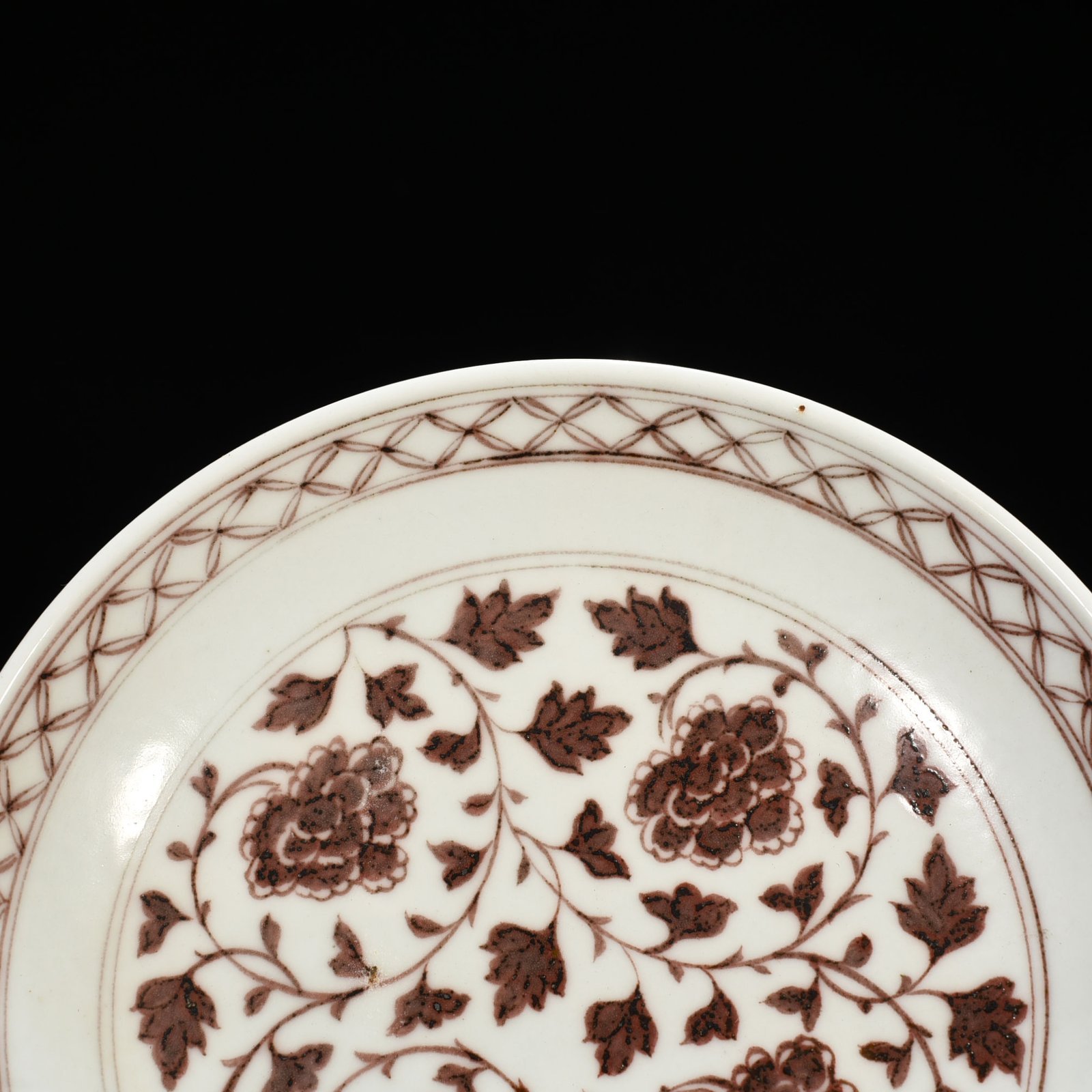 Yuan Dynasty underglaze red high plate with lotus pattern