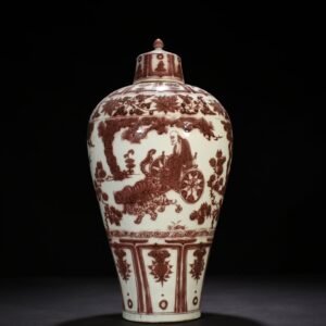 Yuan Dynasty glaze red ghost valley character story pattern plum vase