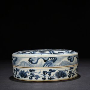 Yuan Dynasty blue and white lotus pattern inkstone