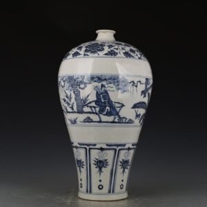 Yuan Dynasty blue and white character story plum vase