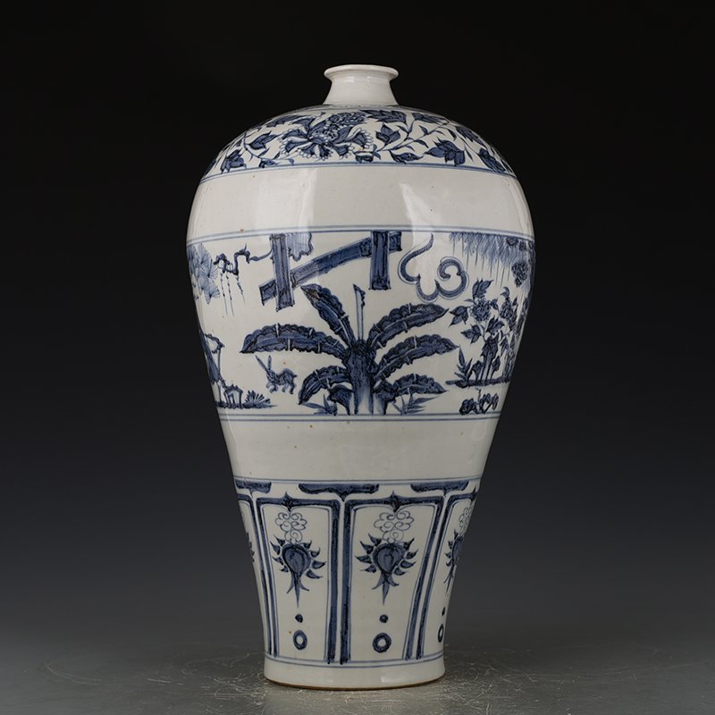 Yuan Dynasty blue and white character story plum vase