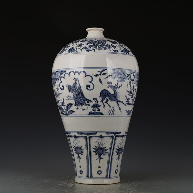 Yuan Dynasty blue and white character story plum vase