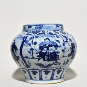 Yuan Dynasty blue and white Zhou Yafu Xiliuying character story jar