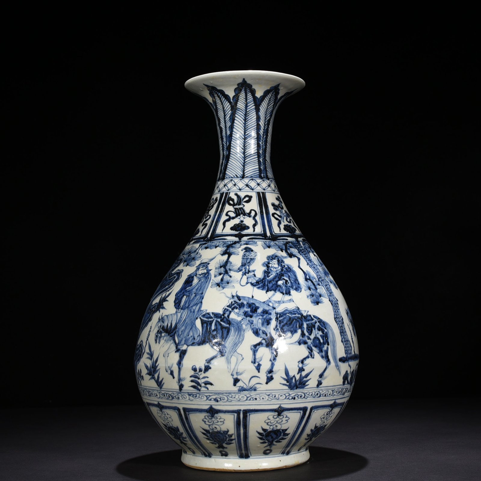 Yuan Dynasty blue and white Zhaojun’s story pattern jade pot spring vase