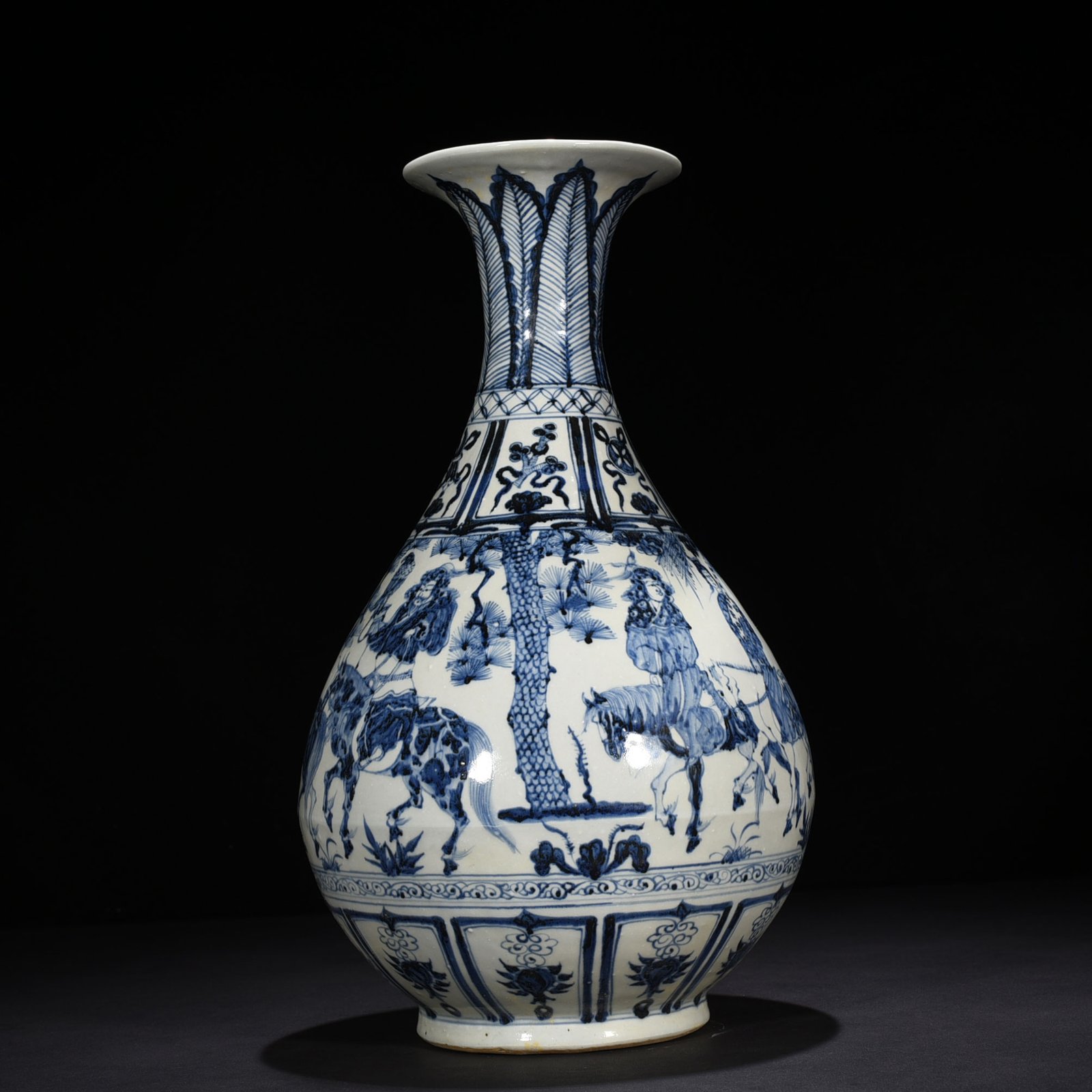 Yuan Dynasty blue and white Zhaojun’s story pattern jade pot spring vase