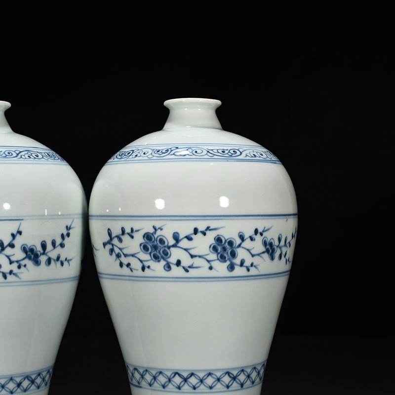 Yuan Dynasty blue and white plum vase with pine bamboo and plum patterns