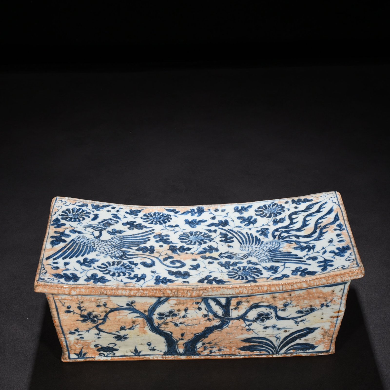 Yuan Dynasty blue and white pine bamboo plum flower and phoenix pattern square pillow