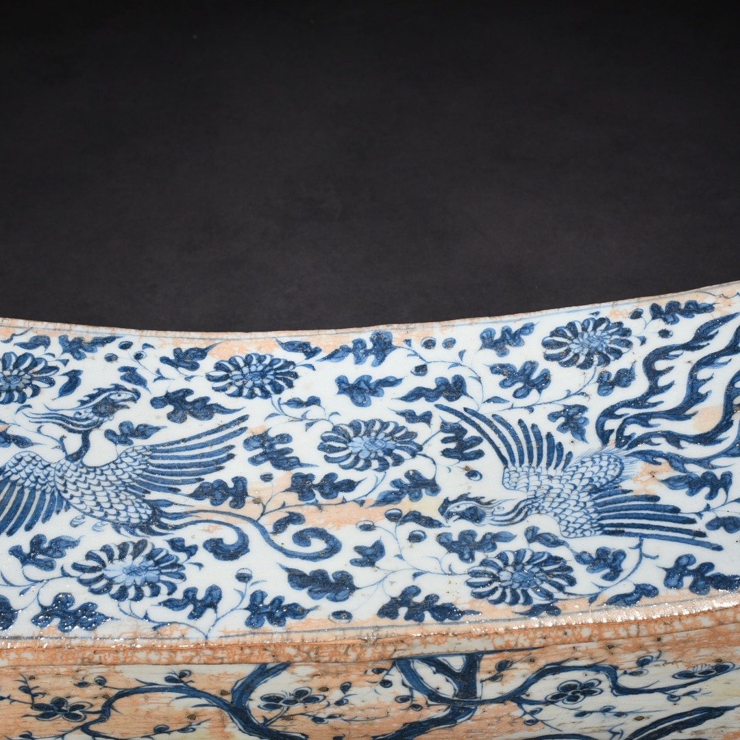 Yuan Dynasty blue and white pine bamboo plum flower and phoenix pattern square pillow