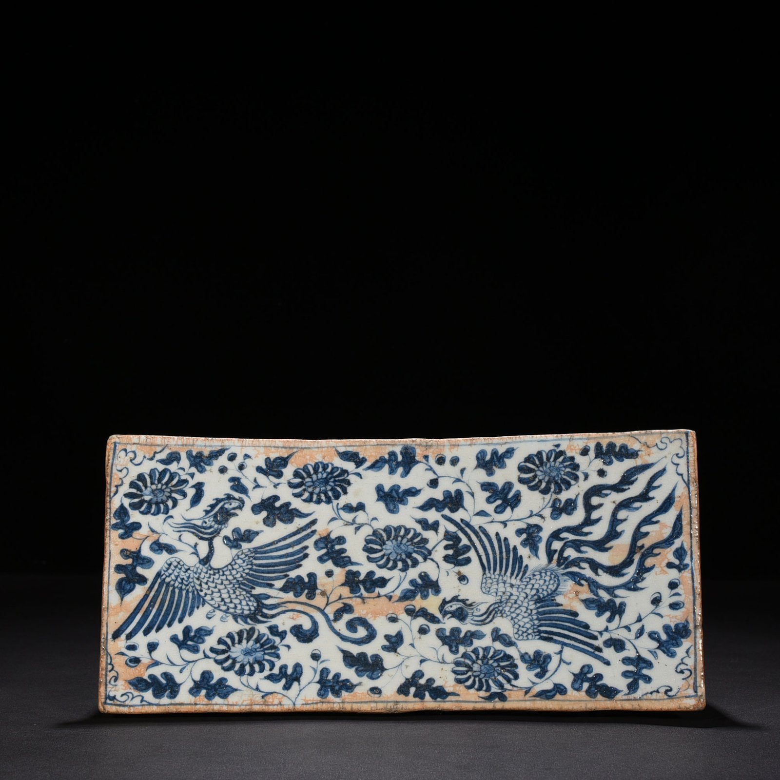 Yuan Dynasty blue and white pine bamboo plum flower and phoenix pattern square pillow