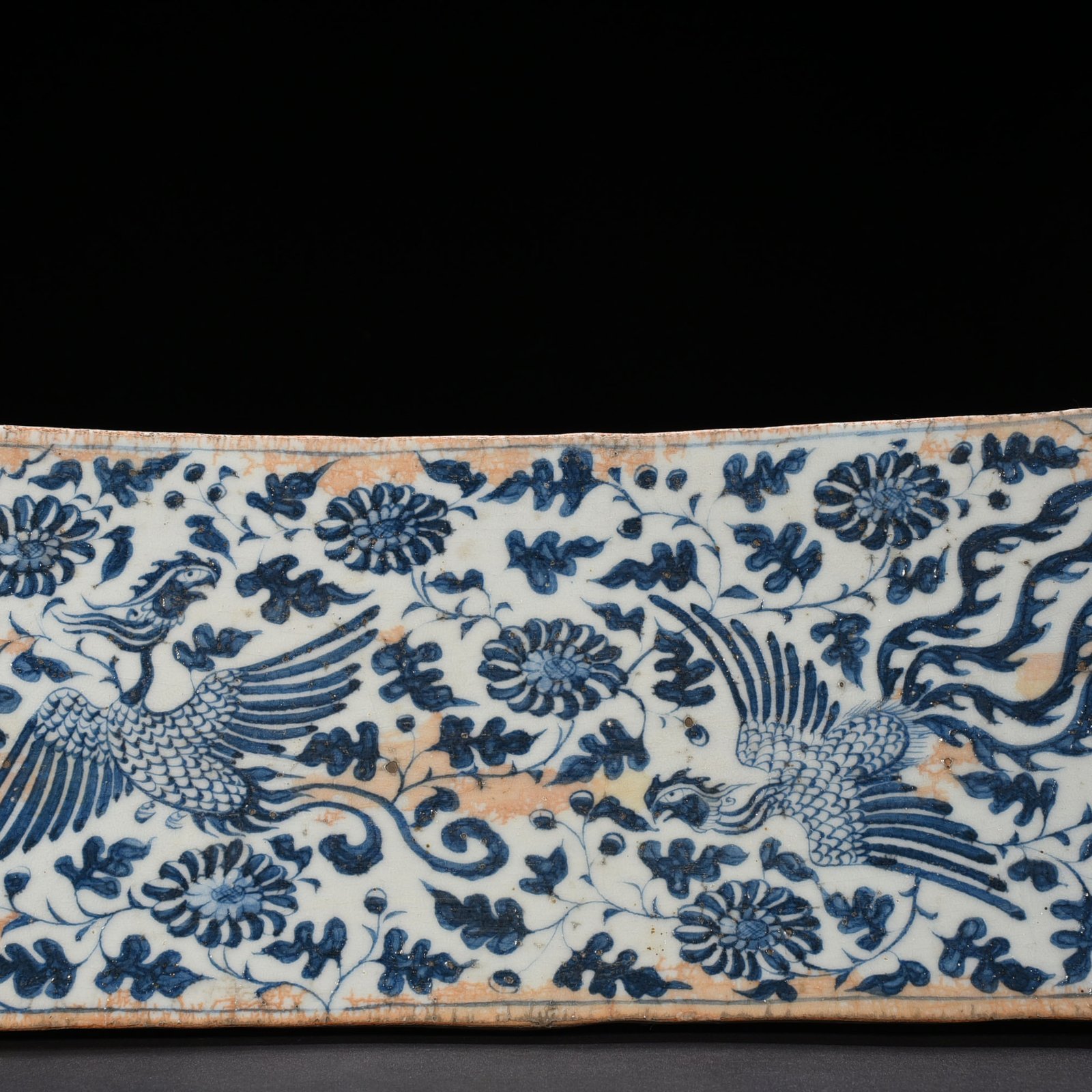 Yuan Dynasty blue and white pine bamboo plum flower and phoenix pattern square pillow