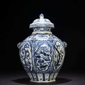 Yuan Dynasty Lotus Pond Mandarin Duck Pine Bamboo and Plum Pattern Octagonal Animal Ear Cover Jar