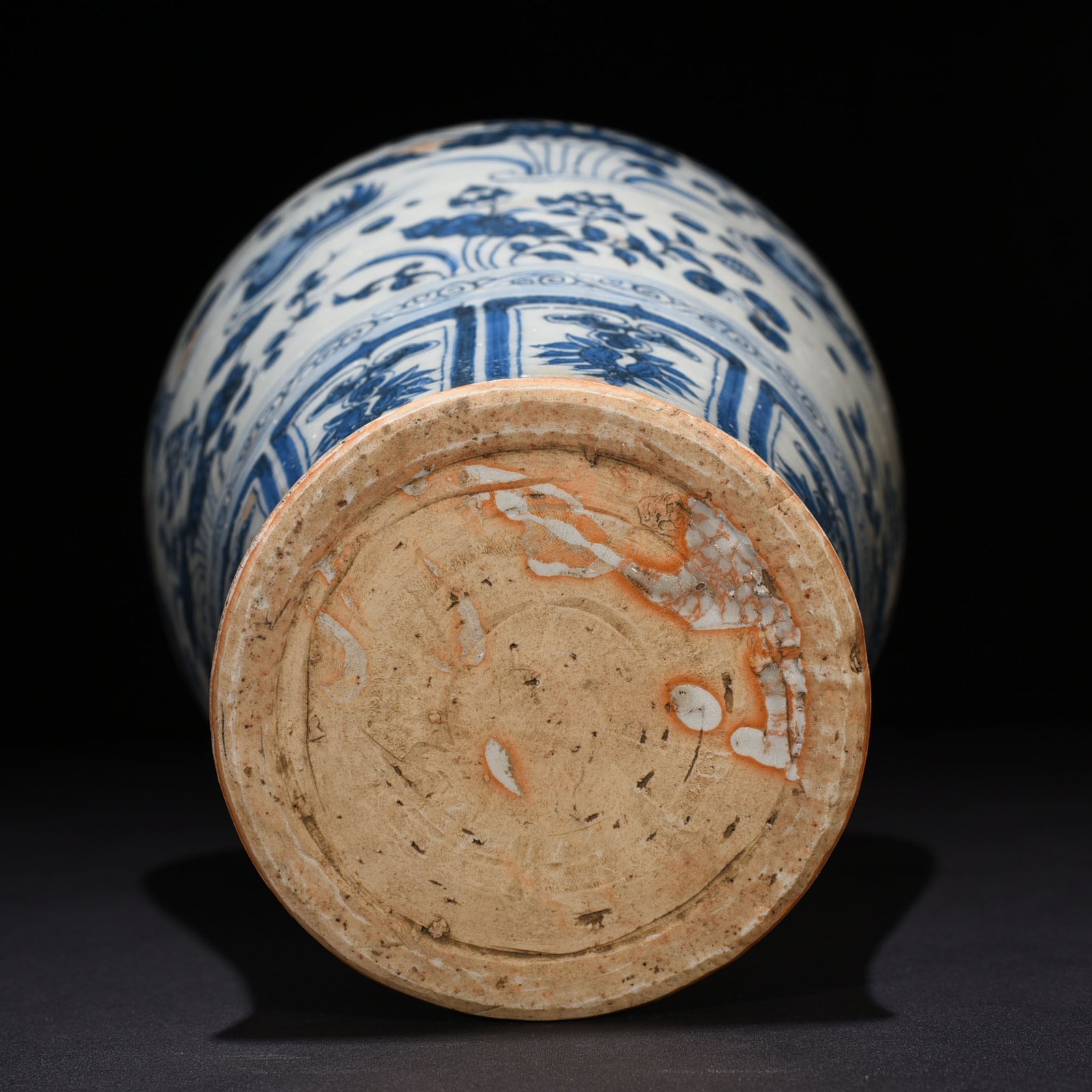 Yuan Dynasty blue and white lotus pond plum vase with mandarin duck pattern