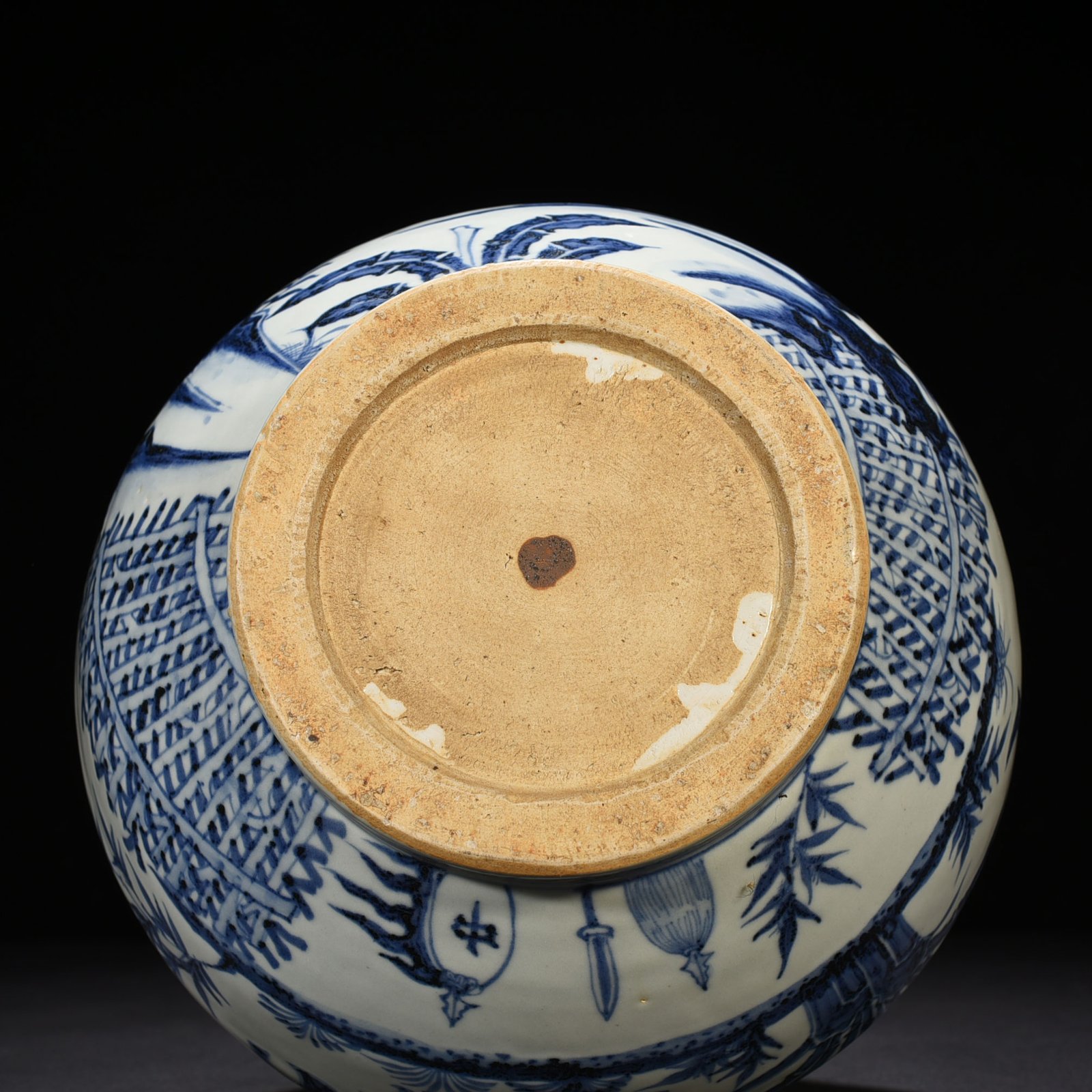 Yuan Dynasty blue and white general Mengtian character story pattern jade pot spring vase