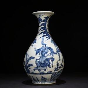 Yuan Dynasty blue and white general Mengtian character story pattern jade pot spring vase