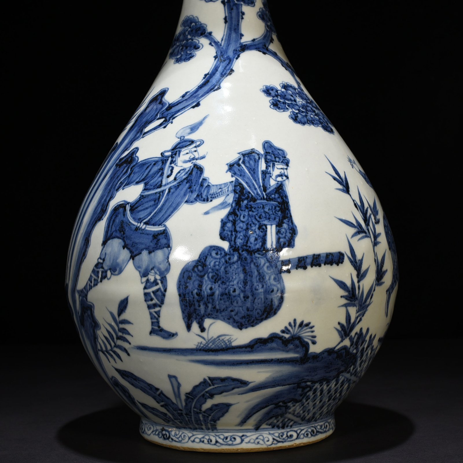 Yuan Dynasty blue and white general Mengtian character story pattern jade pot spring vase