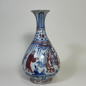 Yuan Dynasty blue and white underglaze red jade pot and spring vase with figure pattern