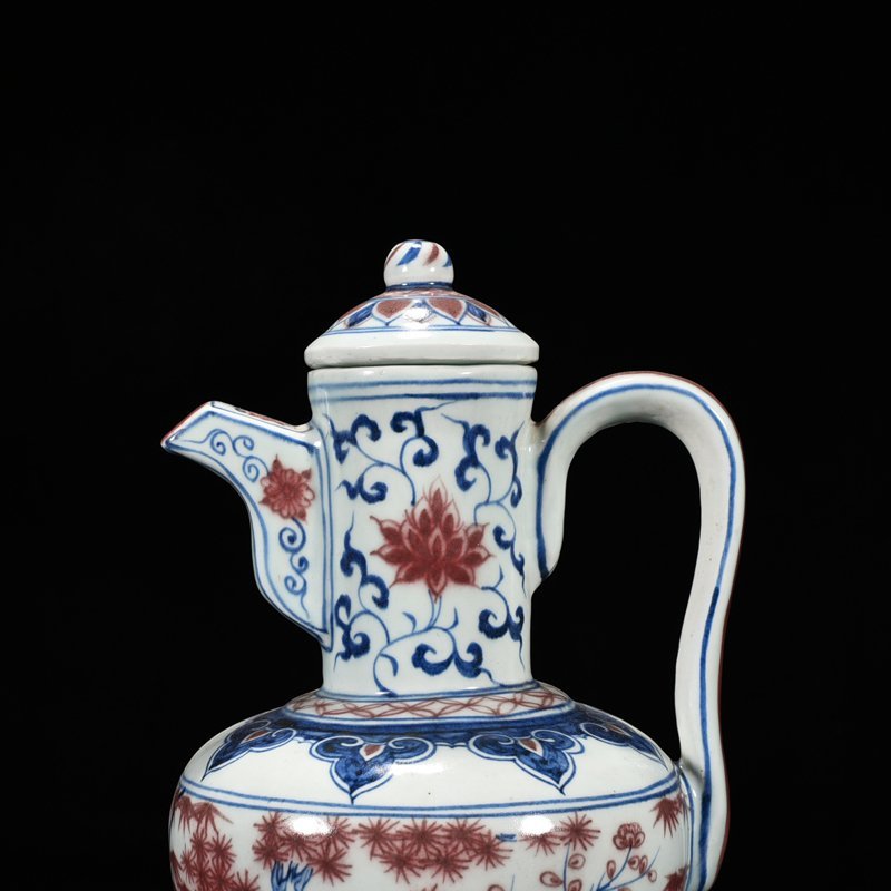 Yuan Dynasty blue and white underglaze red pine bamboo and plum pattern jar