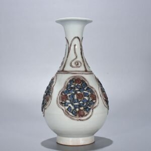 Yuan Dynasty blue and white underglaze red jade pot and spring vase with four seasons flower pattern