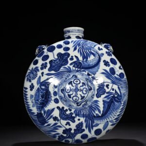Yuan Dynasty blue and white fish and algae pattern lying pot wall pot