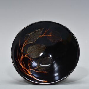 Song Dynasty Jizhou kiln wood leaf bowl and bamboo hat bowl real leaf six