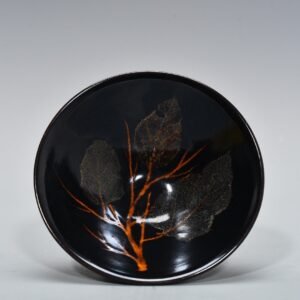 Song Dynasty Jizhou kiln wood leaf bowl and bamboo hat bowl real leaf ten