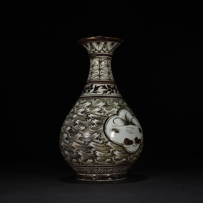 Song Dynasty Jizhou kiln jade pot with mandarin duck pattern spring vase
