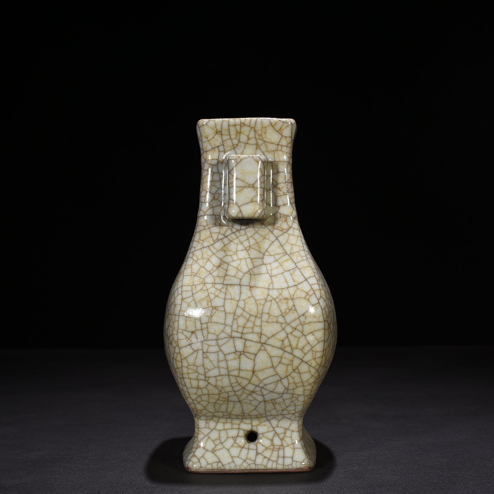 Song Dynasty Ge kiln square vase with pierced ears