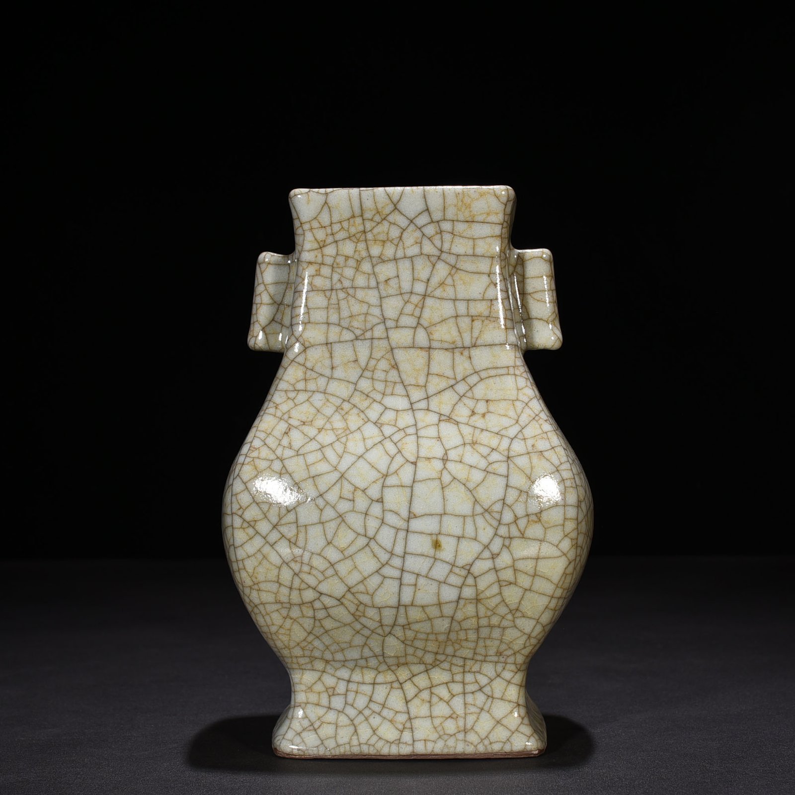 Song Dynasty Ge kiln square vase with pierced ears