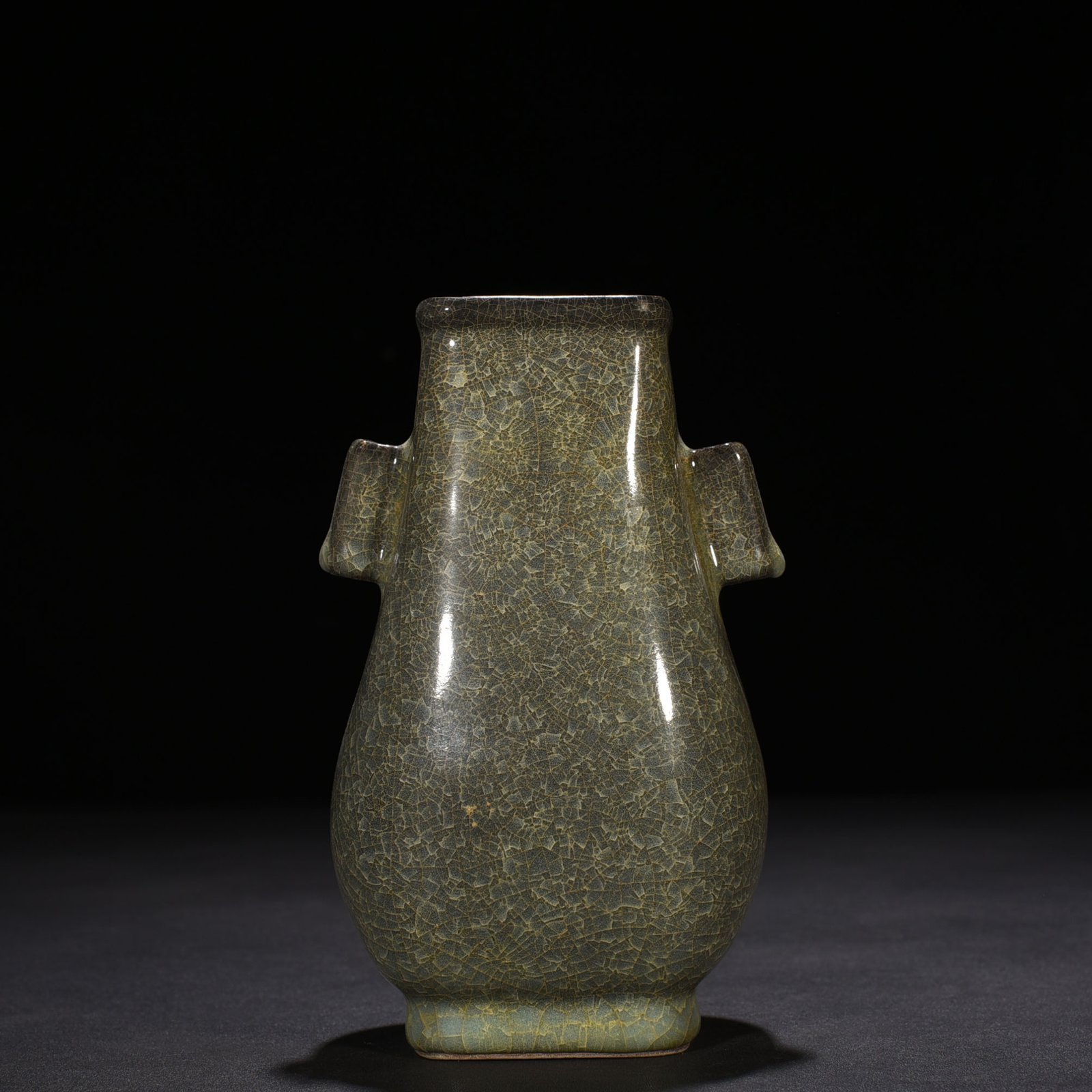 Song Dynasty kiln ice cracked square vase with ears