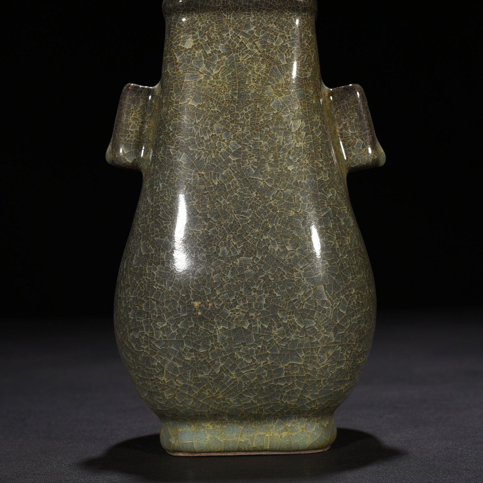 Song Dynasty kiln ice cracked square vase with ears