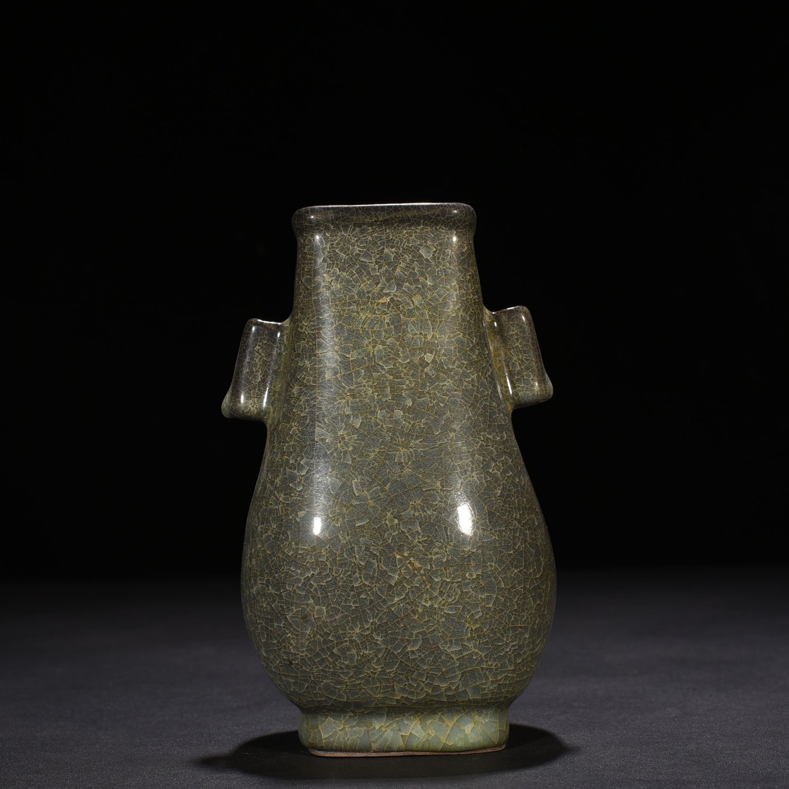 Song Dynasty kiln ice cracked square vase with ears