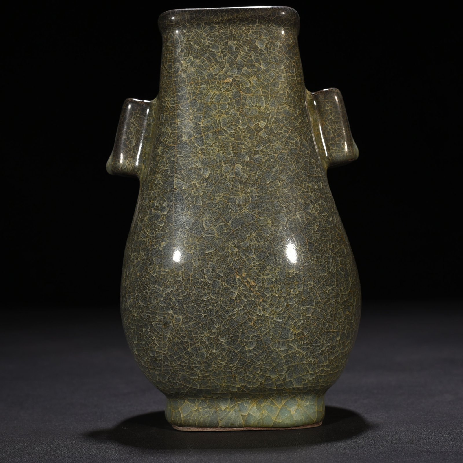 Song Dynasty kiln ice cracked square vase with ears