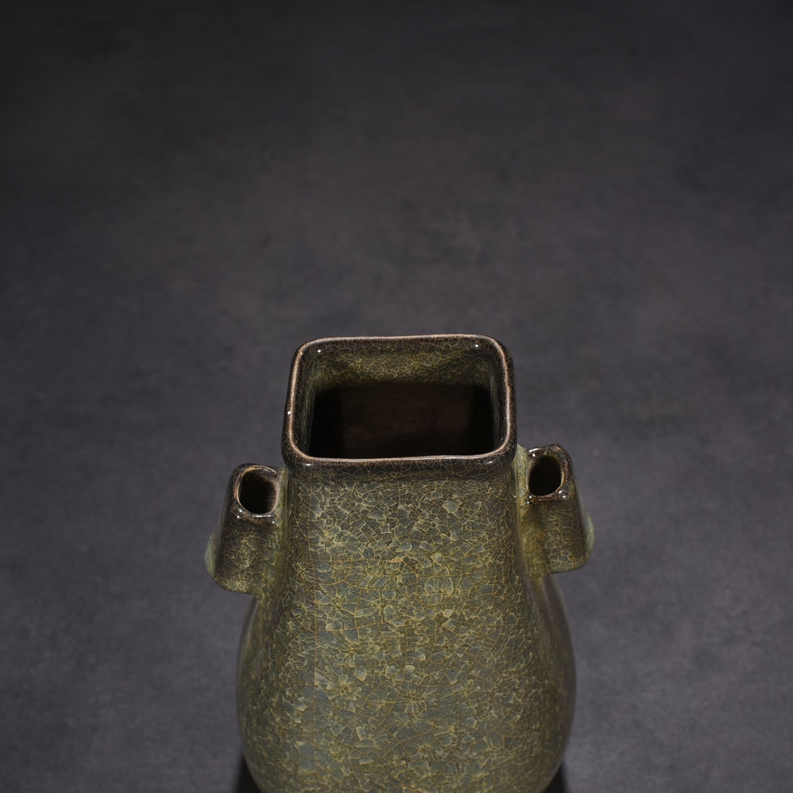 Song Dynasty kiln ice cracked square vase with ears