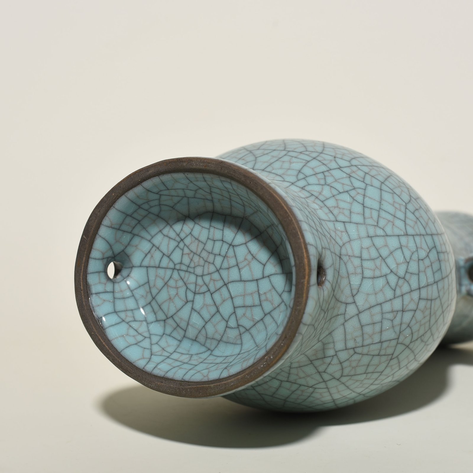 Song Dynasty azure glaze pierced ear vase