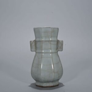 Song Dynasty Official Kiln moon white glaze six-sided through-ear vase