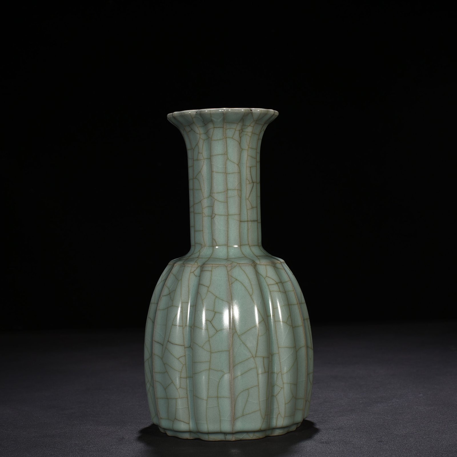 Song Dynasty official kiln celadon glazed melon rattle bell statue
