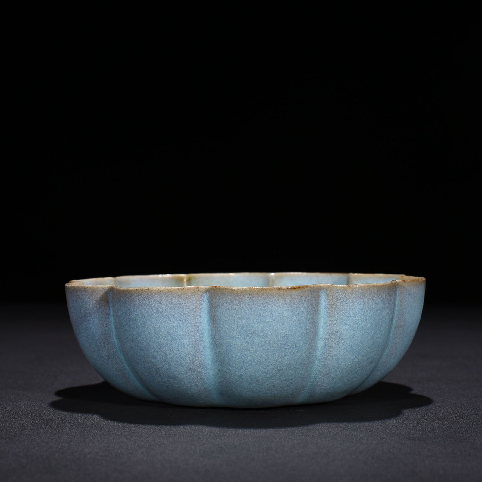 Song Dynasty Ru Kiln Sky Blue Glazed Lotus Bowl
