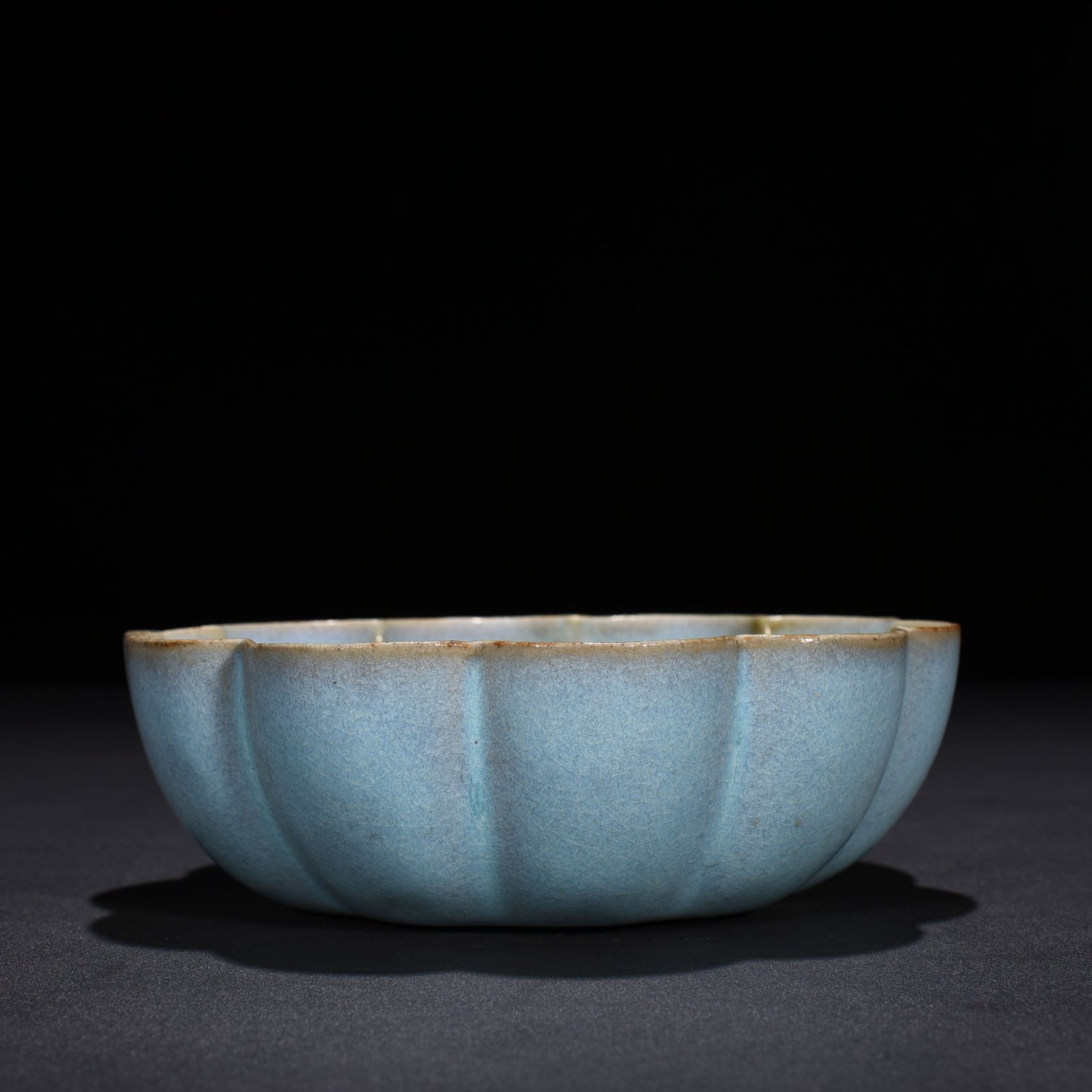 Song Dynasty Ru Kiln Sky Blue Glazed Lotus Bowl