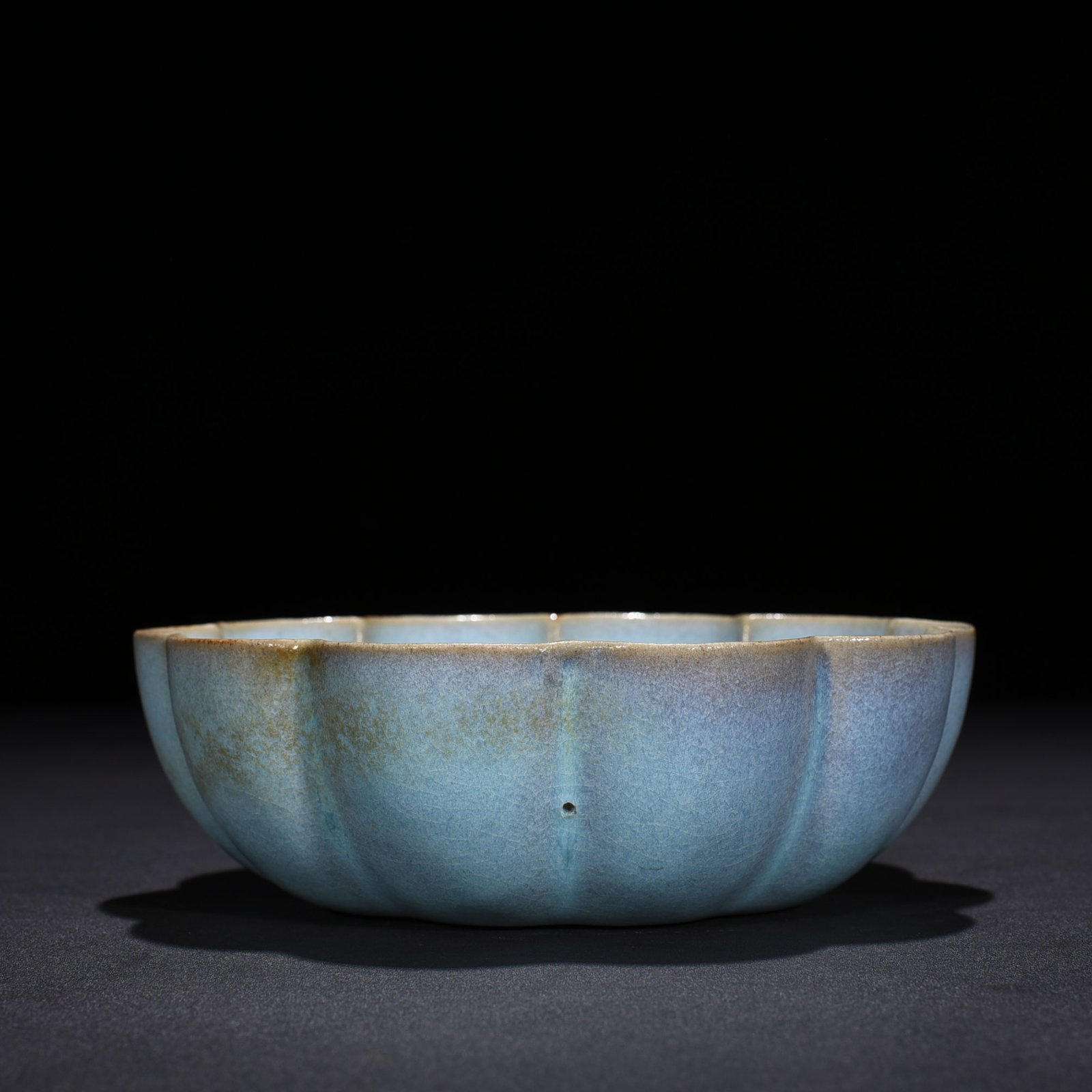 Song Dynasty Ru Kiln Sky Blue Glazed Lotus Bowl