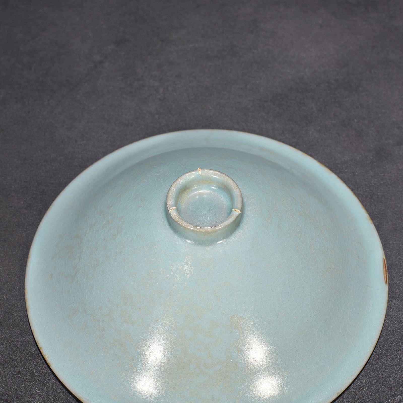 Song Dynasty Ru Kiln azure glaze bamboo hat bowl