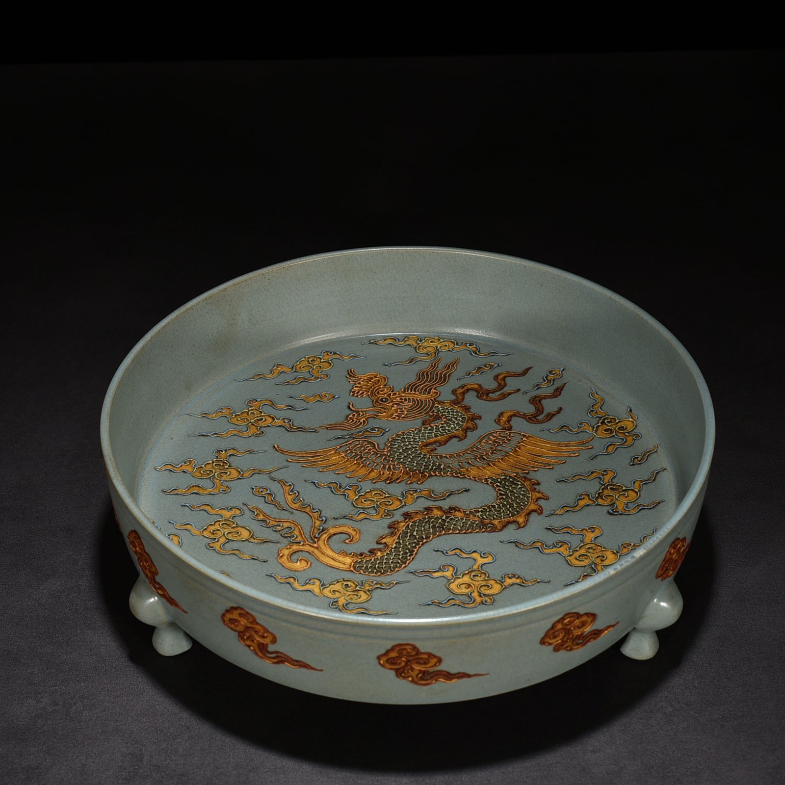 Song Dynasty Ru kiln Chongning pterosaur pattern washer
