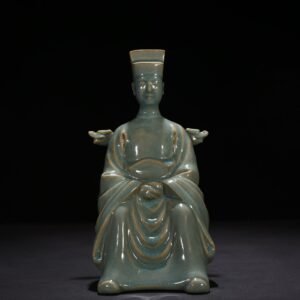 Song Dynasty  Statue of Emperor Huizong with azure glaze