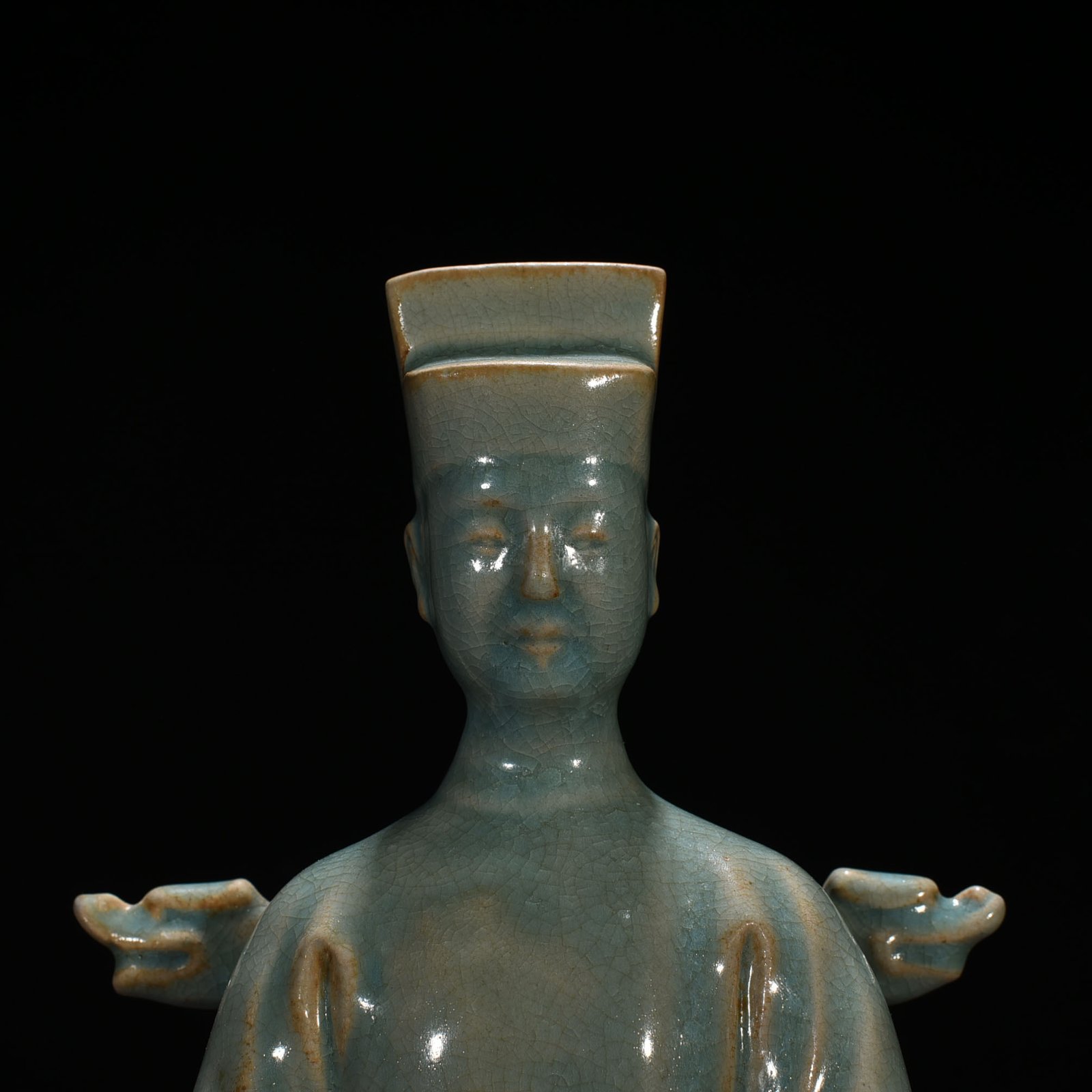 Song Dynasty  Statue of Emperor Huizong with azure glaze