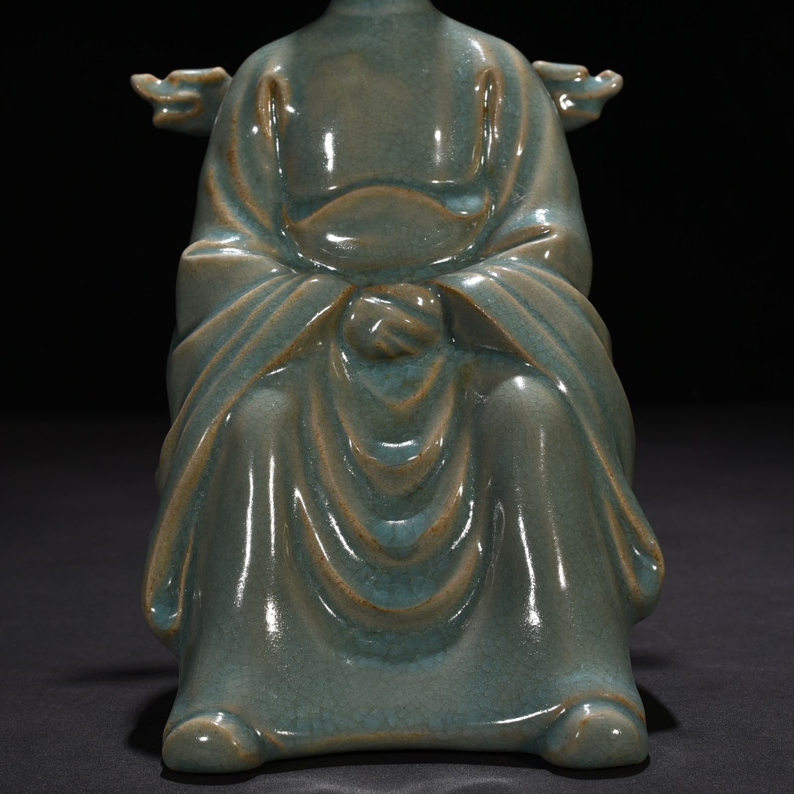 Song Dynasty  Statue of Emperor Huizong with azure glaze