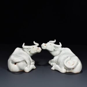 Song Dynasty Hutian kiln shadow celadon glazed cow