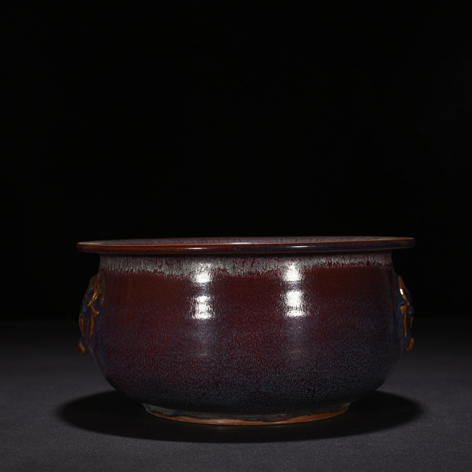Song Dynasty  kiln Yuanfeng first year rose purple glaze animal ear stove